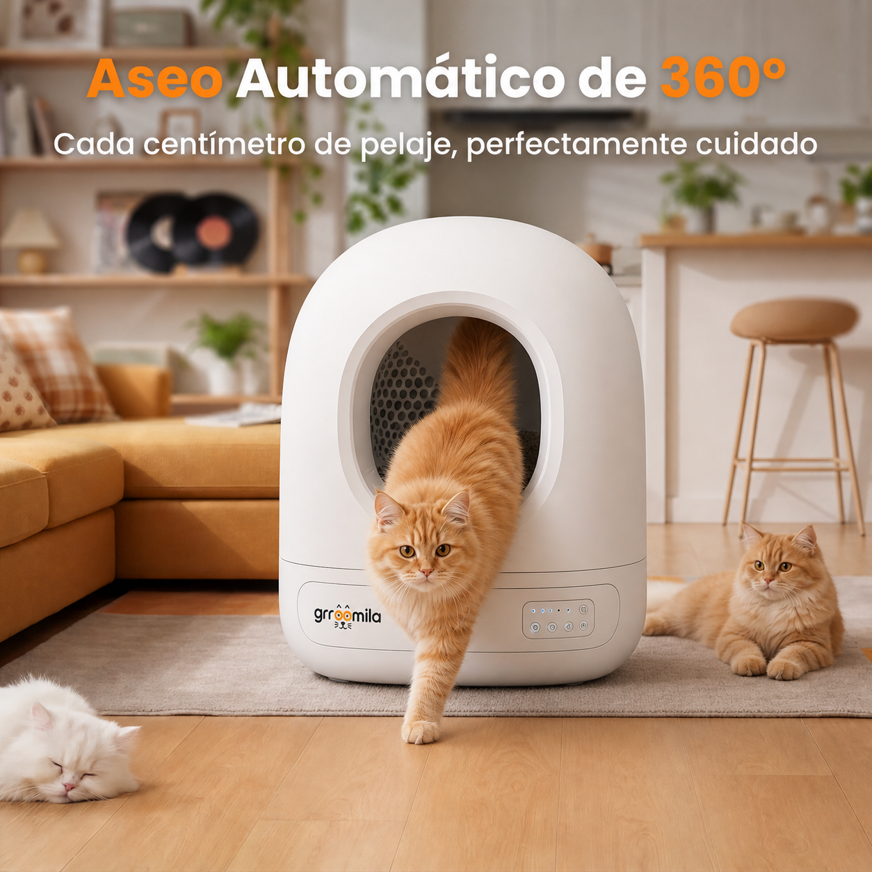 Arenero Automático para Gatos Groomila - Limpieza Inteligente y Control de Olores