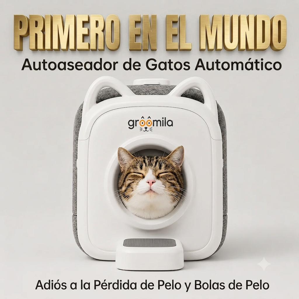 Groomila Pro - Casita de Autoaseo Automático 360° para Gatos (Sin Electricidad ni Cables)