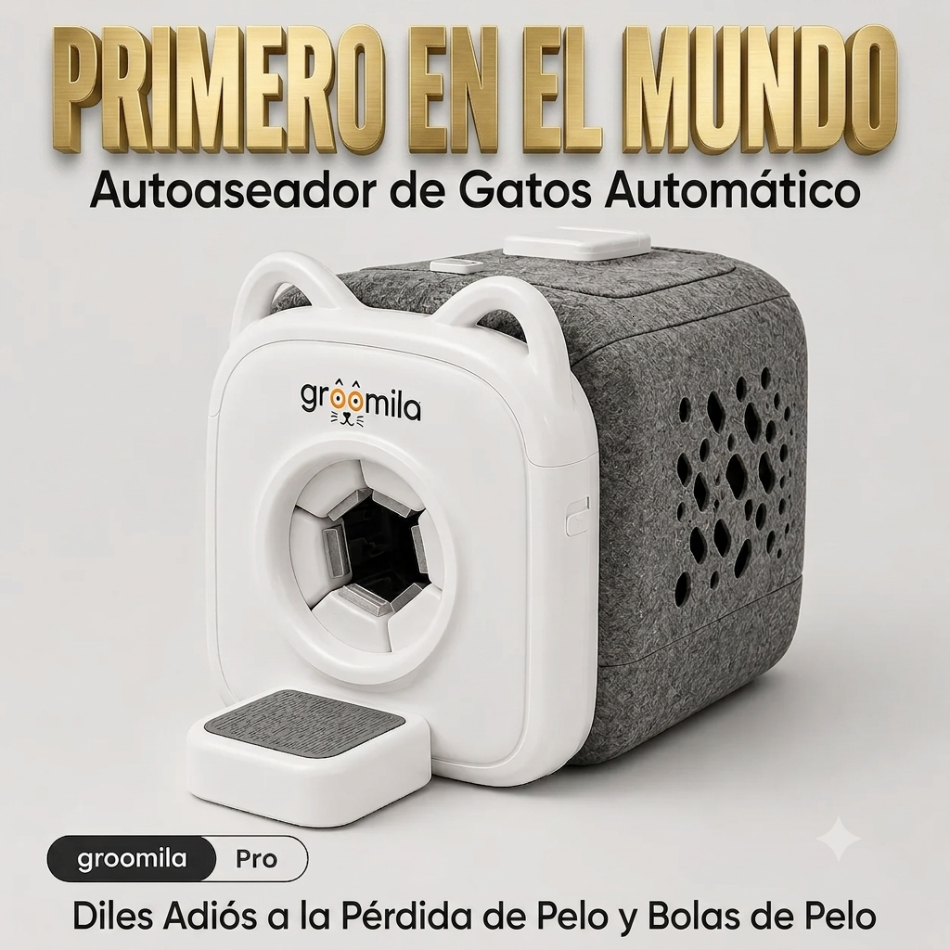 Groomila Pro - Casita de Autoaseo Automático 360° para Gatos (Sin Electricidad ni Cables)